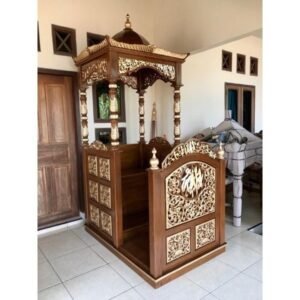 Mimbar masjid kayu  Plus jati kaligrafi Allah mimbar masjid Mimbar Ukir Furniture Jepara - Gambar 2