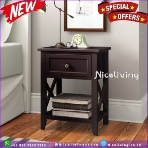Nakas minimalis modern terbaru nakas kayu jati finishing hitam Laci 1 Furniture Jepara