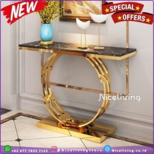 Meja konsul marmer kaki stainless gold console table terbaik Furniture Jepara