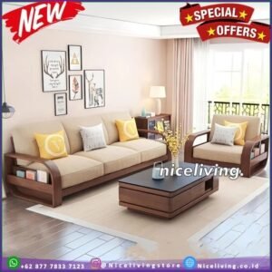 Sofa tamu dudukan  Plus busa modern terlaris kursi tamu minimalis kayu jati - 31 Tanpa Meja Furniture Jepara - Gambar 2