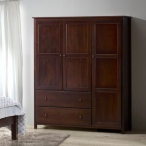Lemari pakaian kayu  Plus jati terbaru almari pakaian 3 pintu dan laci Indon Furniture Jepara - Gambar 4