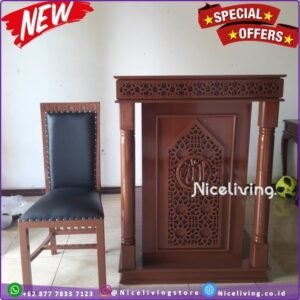 Niceliving. Mimbar masjid dengan kursi mewah mimbar murah Furniture Jepara