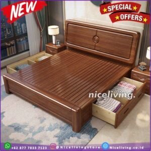 Dipan laci minimalis  Plus kayu jati  tempat tidur  terlaris Kayu Jati  - Ukuran 160x200 Furniture Jepara - Gambar 2