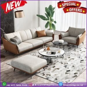 Set sofa kaki besi terbaru kursi sofa tamu dengan meja top marmer Furniture Jepara