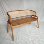 Bangku rotan minimalis Kursi makan cafe panjang kayu jati terbaru Furniture Jepara