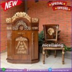 Mimbar podium masjid kayu jati ukiran arab murah Mimbar Jati Podium – Belum Finishing Furniture Jepara