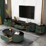 Buffet tv minimalis top marmer terlaris meja tv marmer Asli Batu alam – Marmer Hitam Furniture Jepara