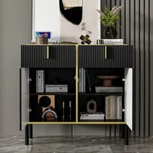 BUFFET SALUR MINIMALIS  Plus BUFFET RANGKA STAINLLES - Hitam pen - Hitam pendek Furniture Jepara - Gambar 5