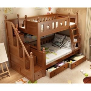 Tempat tidur anak  Plus tingkat  ranjang anak susun kayu jati Furniture Jepara - Gambar 2