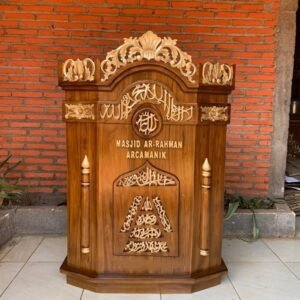 Mimbar podium masjid  Plus kayu jati ukiran arab murah Mimbar Jati Podium - Belum Finishing Furniture Jepara - Gambar 3