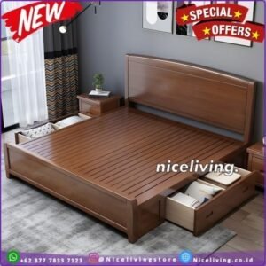 Tempat tidur laci  Plus minimalis  dipan laci kayu jati Jepara - Ukuran 160x200 Furniture Jepara - Gambar 2