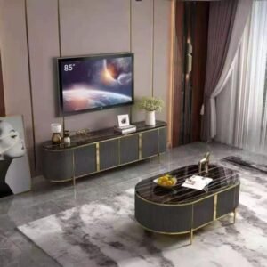 Buffet TV modern  Plus top marmer hitam terbaik meja tv cabinet tv terbaru Furniture Jepara - Gambar 4