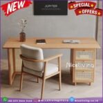Meja kantor kayu jati kombinasi rotan alami meja kerja modern Furniture Jepara