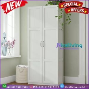 Almari pakaian minimalis 2 pintu terlaris lemari pakaian kayu terbaru Furniture Jepara