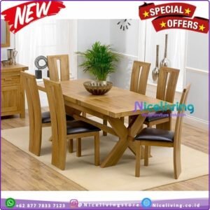 Set meja makan  Plus kayu jati modern terbaru meja makan Kayu jati Jepara - 4 Kursi Meja140 Furniture Jepara - Gambar 2