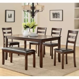 Set meja makan  Plus minimalis 4 kursi 1 bangku terbaru meja makan kayu jati Furniture Jepara - Gambar 2