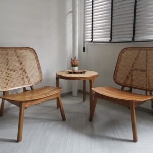 Kursi Santai Jati  Plus Kursi Cafe Kursi Teras Jati Rotan Kursi Model Besar - Belum Finishing Furniture Jepara - Gambar 4