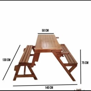 Kursi Meja Lipat  Plus Bangku Kayu Jati Untuk Taman / Resto / Cafe Outdoor - Belum Finishing Furniture Jepara - Gambar 4