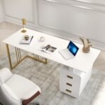 Meja kantor terbaru kaki stainless top marmer meja kerja kayu jati Furniture Jepara