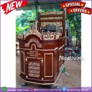 Mimbar masjid kayu jati terbaru mimbar mushola terbaik Indonesian Furn Furniture Jepara
