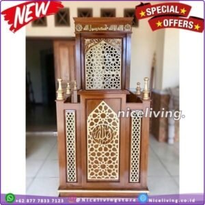 Mimbar masjid minimalis modern terbaru kayu jati free tongkat Jati Furniture Jepara