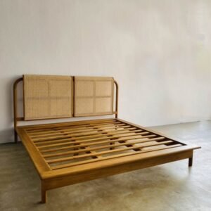 Tempat tidur retro  Plus kombinasi rotan dipan kayu jati Jepara - P 200 x L 160cm Furniture Jepara - Gambar 3