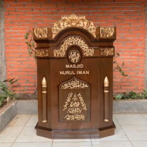 Mimbar podium masjid  Plus kayu jati ukiran arab murah Mimbar Jati Podium - Belum Finishing Furniture Jepara - Gambar 4