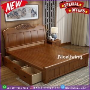 Dipan minimalis terbaru kayu jati tebal tempat tidur modern Furniture Jepara