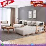 Sofa sudut kayu jati minimalis terbaru kursi tamu kekinian Furniture Jepara