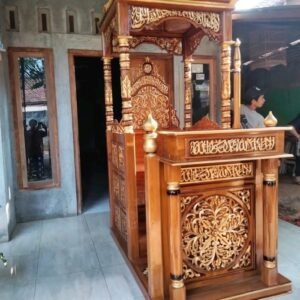 Mimbar masjid besar  Plus model kubah mimbar masjid kayu jati Mibar Ukir Furniture Jepara - Gambar 2