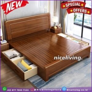 Dipan laci minimalis  Plus  tempat tidur kayu jati Divan Ranjang Jati Dipan - Ukuran 160x200 Furniture Jepara - Gambar 2