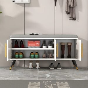 RAK SEPATU MODERN  Plus  BANGKU PENYIMPANAN SEPATU Indonesian Furniture Furniture Jepara - Gambar 2