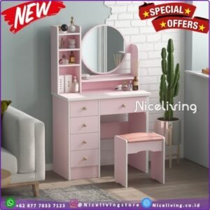 Meja rias kayu jati modern meja rias warna pink Meja Rias Duco Furniture Jepara