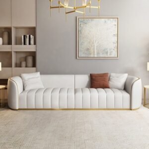 Sofa panjang salur  Plus kaki stainless terbaru sofa long minimalis terlaris Furniture Jepara - Gambar 2