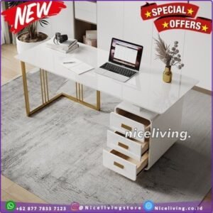 Meja kantor terbaru kaki stainless top marmer meja kerja kayu jati Furniture Jepara
