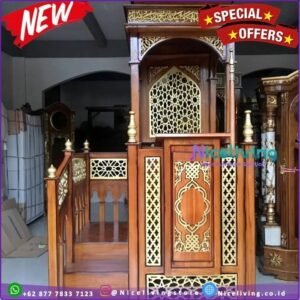 Mimbar masjid besar dan tangga samping kayu jati ukiran jepara Mimbar Furniture Jepara