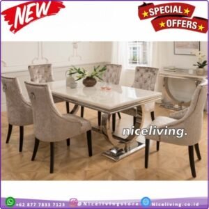 Meja makan stainless  Plus kombinasi marmer terlaris meja makan Marmer - 4kursi +meja140 Furniture Jepara - Gambar 2