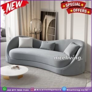 Sofa panjang kombinasi full busa tebal terbaru sofa lengkung minimalis Furniture Jepara