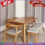 Satu Set Meja Makan Minimalis 4 Kursi dan Bangku Kayu Jati Kursi Cafe Furniture Jepara