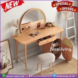Meja rias terbaru dengan kombinasi rotan alami meja rias Kayu jati Furniture Jepara