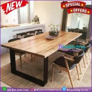 Meja makan kayu  Plus jati modern terbaru set meja makan Jati Jepara - 4K MJ 140x80 Furniture Jepara - Gambar 2