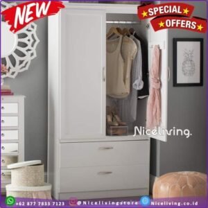 Lemari pakaian duco putih almari terbaru Almari baju modern Furniture Jepara