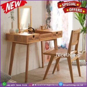 Meja rias kayu jati kombinasi rotan alami meja rias murah Indonesian Furniture Jepara