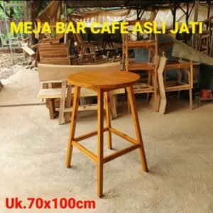 Set Meja Kursi  Plus Bar Cafe Kayu Jati Meja Kursi Makan Cafe Kayu Jati Furniture Jepara - Gambar 2