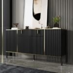 BUFFET SALUR  BUFFET RANGKA STAINLLES – Hitam pen Indonesian Furniture – Hitam pendek Furniture Jepara