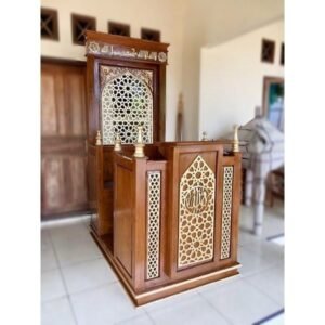 Mimbar masjid minimalis  Plus modern terbaru kayu jati free tongkat Jati Furniture Jepara - Gambar 2