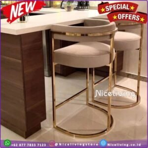 Kursi bar stainless gold terbaru bar stool kain bludru Furniture Jepara