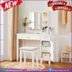 Meja rias minimalis kayu jati meja rias Cat Duco Putih mewah Furniture Jepara