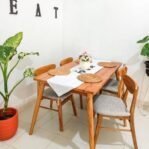 Set meja makan jati pilihan set meja jati 120x80x75 Meja Kursi Cafe – Non Jok Busa Furniture Jepara