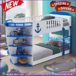 Tempat tidur anak tingkat motif kapal ranjang susun anak Kayu Jati Furniture Jepara